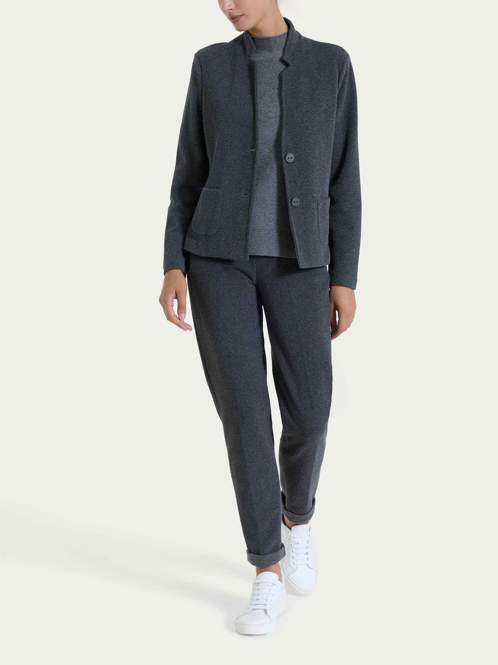 Blazer corto in Japanese Fleece Neri Donna - Ragno