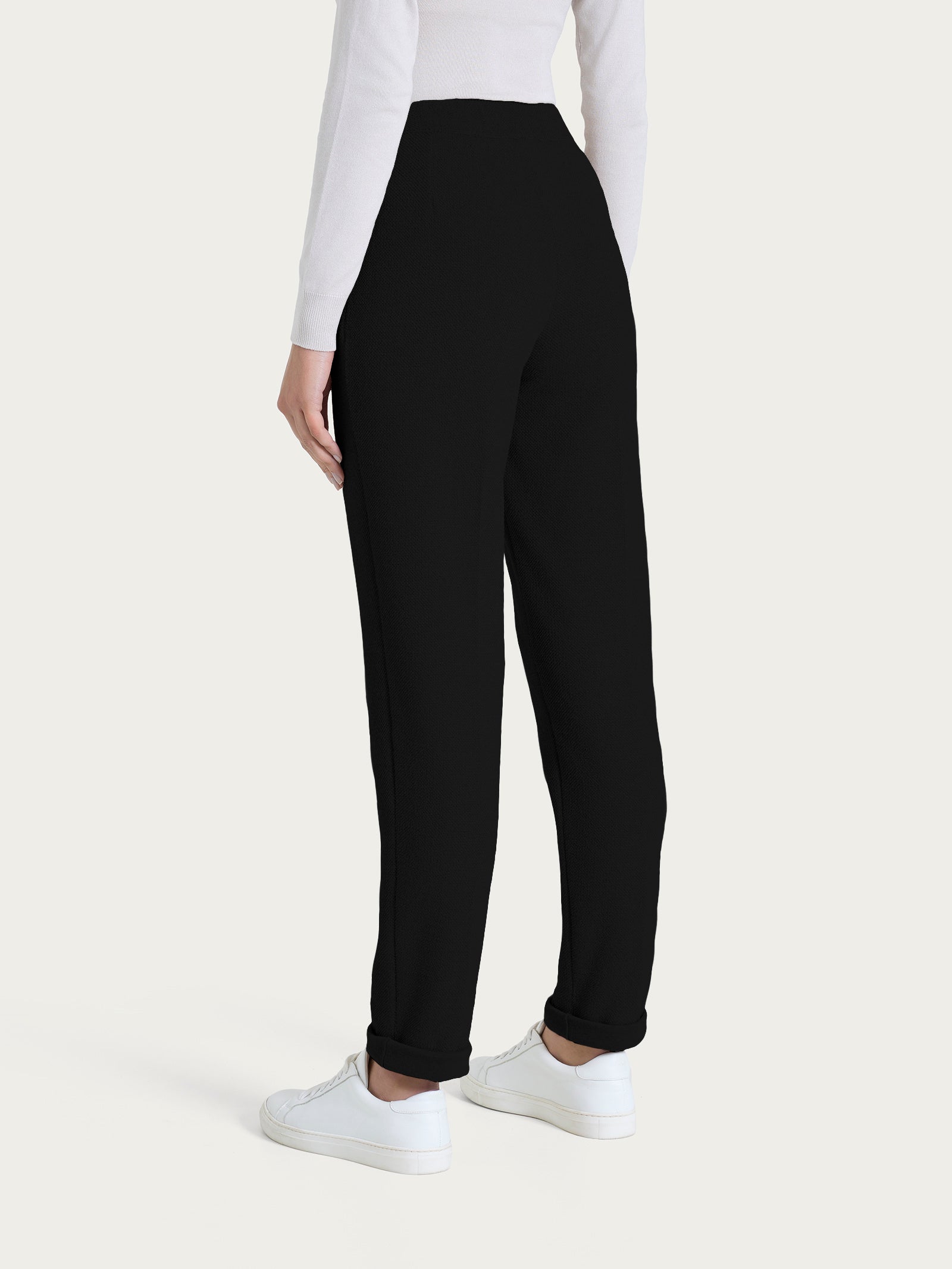 Pantalone chino slim con tasche in Japanese Fleece Neri Donna - Ragno