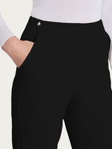 Pantalone chino slim con tasche in Japanese Fleece Neri Donna - Ragno
