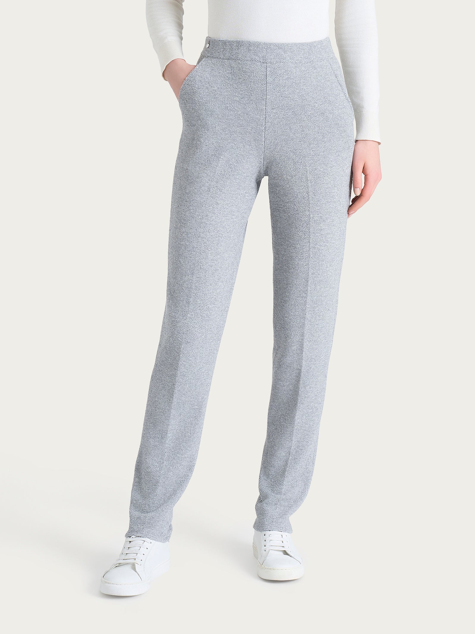 Pantalone chino slim con tasche in Japanese Fleece Neri Donna - Ragno