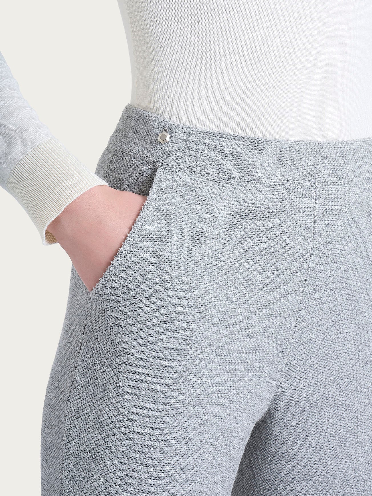 Pantalone chino slim con tasche in Japanese Fleece Neri Donna - Ragno