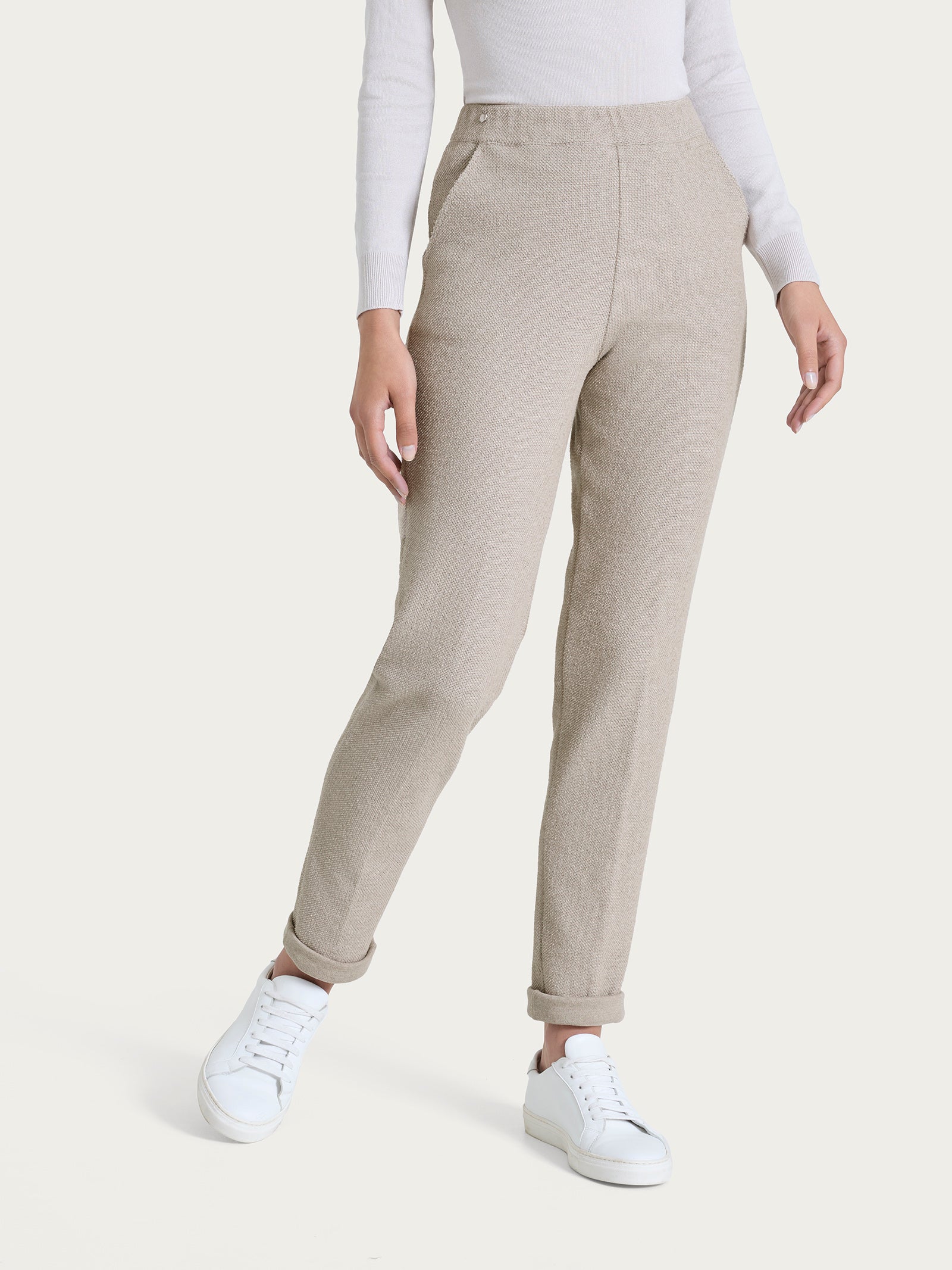 Pantalone chino slim con tasche in Japanese Fleece Grigi Donna - Ragno