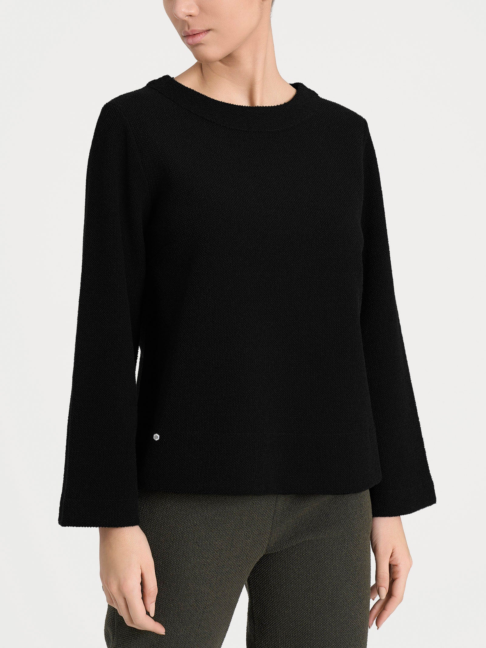 Felpa girocollo in Japanese Fleece Neri Donna - Ragno
