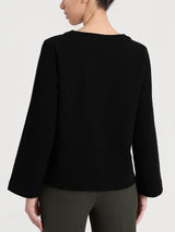 Felpa girocollo in Japanese Fleece Neri Donna - Ragno