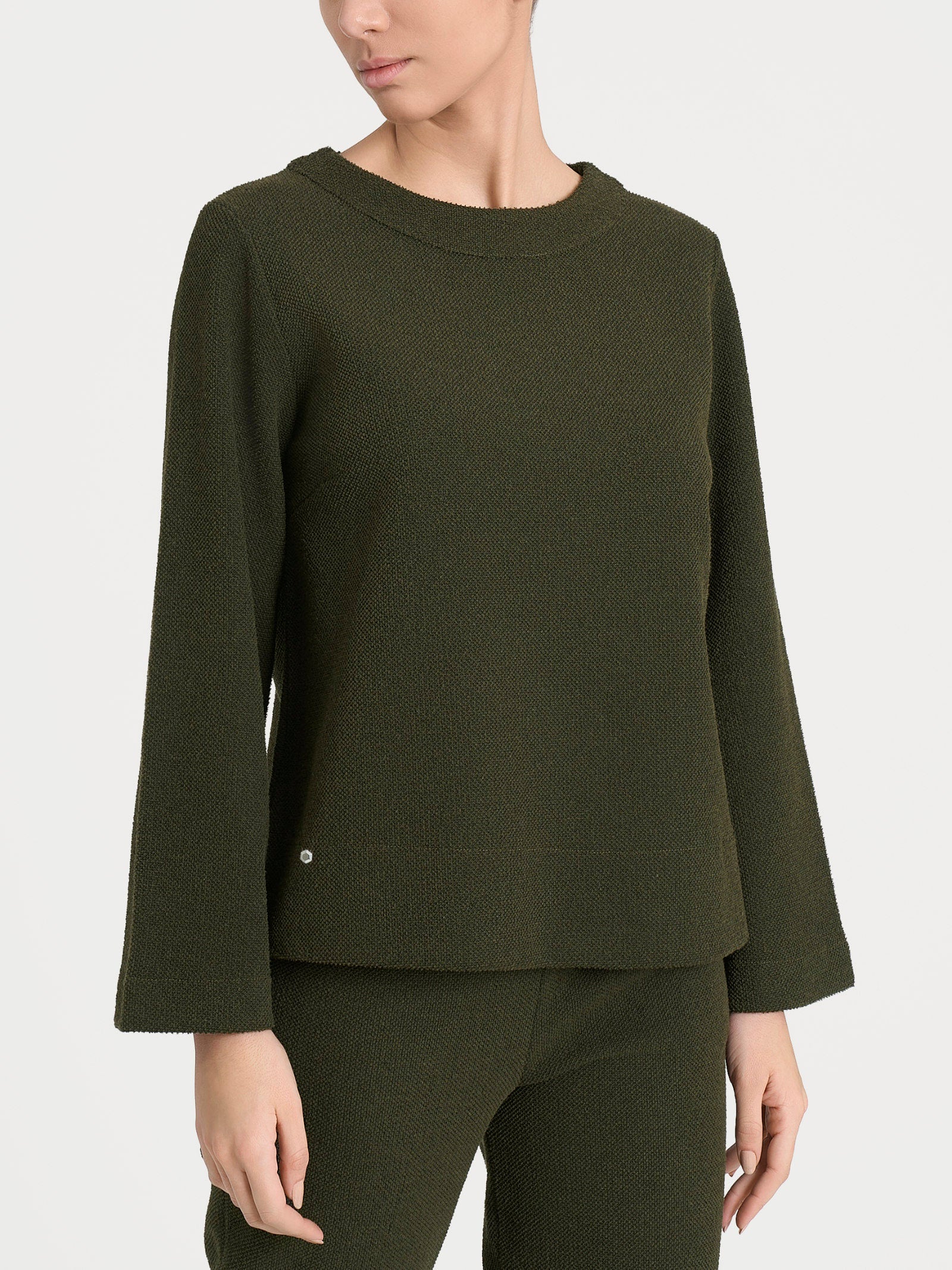 Felpa girocollo in Japanese Fleece Verdi Donna - Ragno