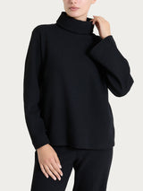 Felpa con collo a ciambella in Japanese Fleece  Neri Donna - Ragno