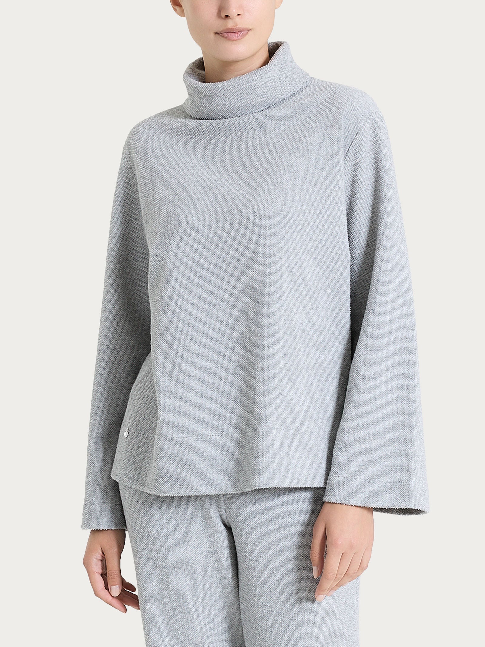 Felpa con collo a ciambella in Japanese Fleece  Neri Donna - Ragno