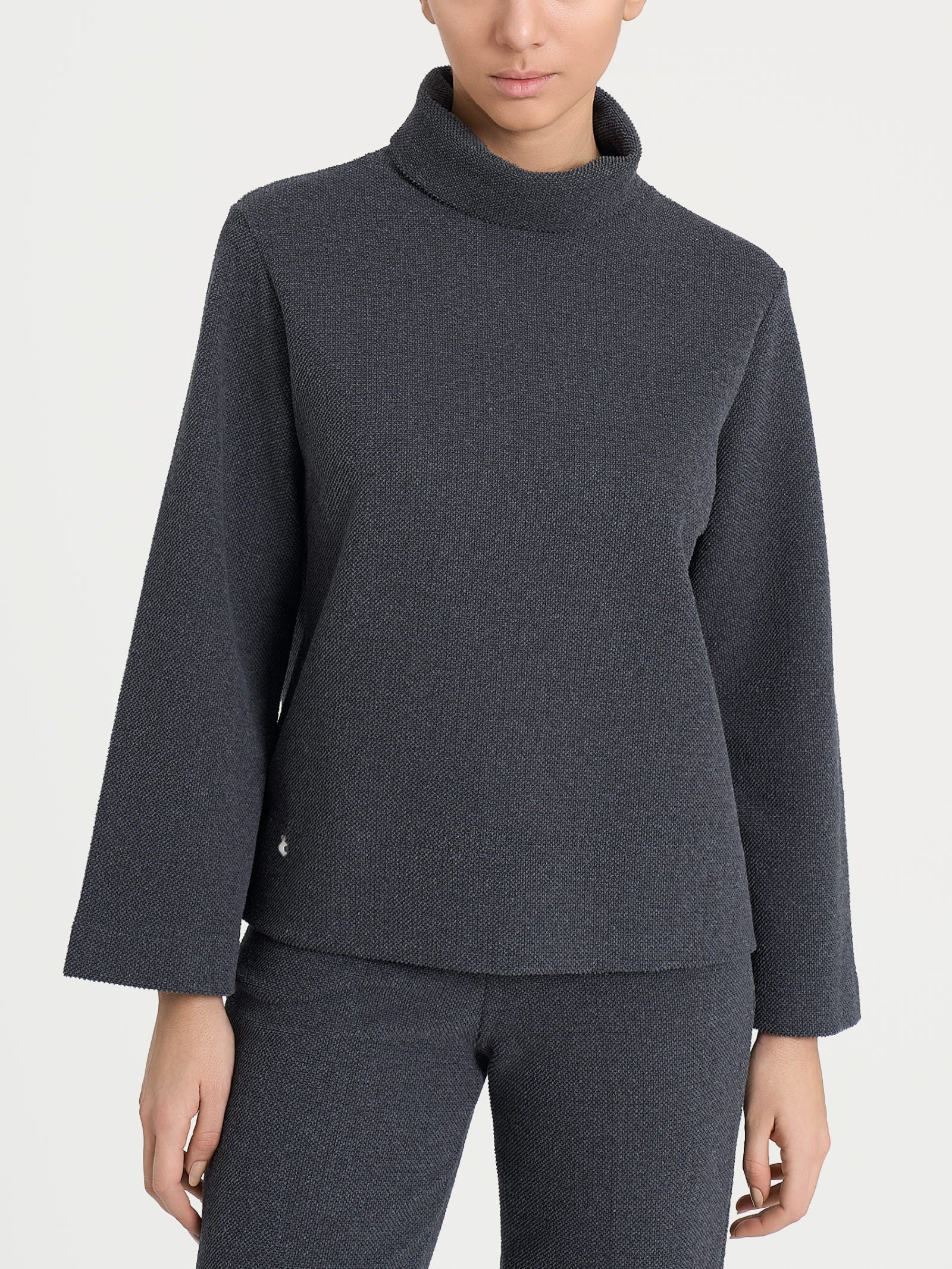 Felpa con collo a ciambella in Japanese Fleece  Neri Donna - Ragno