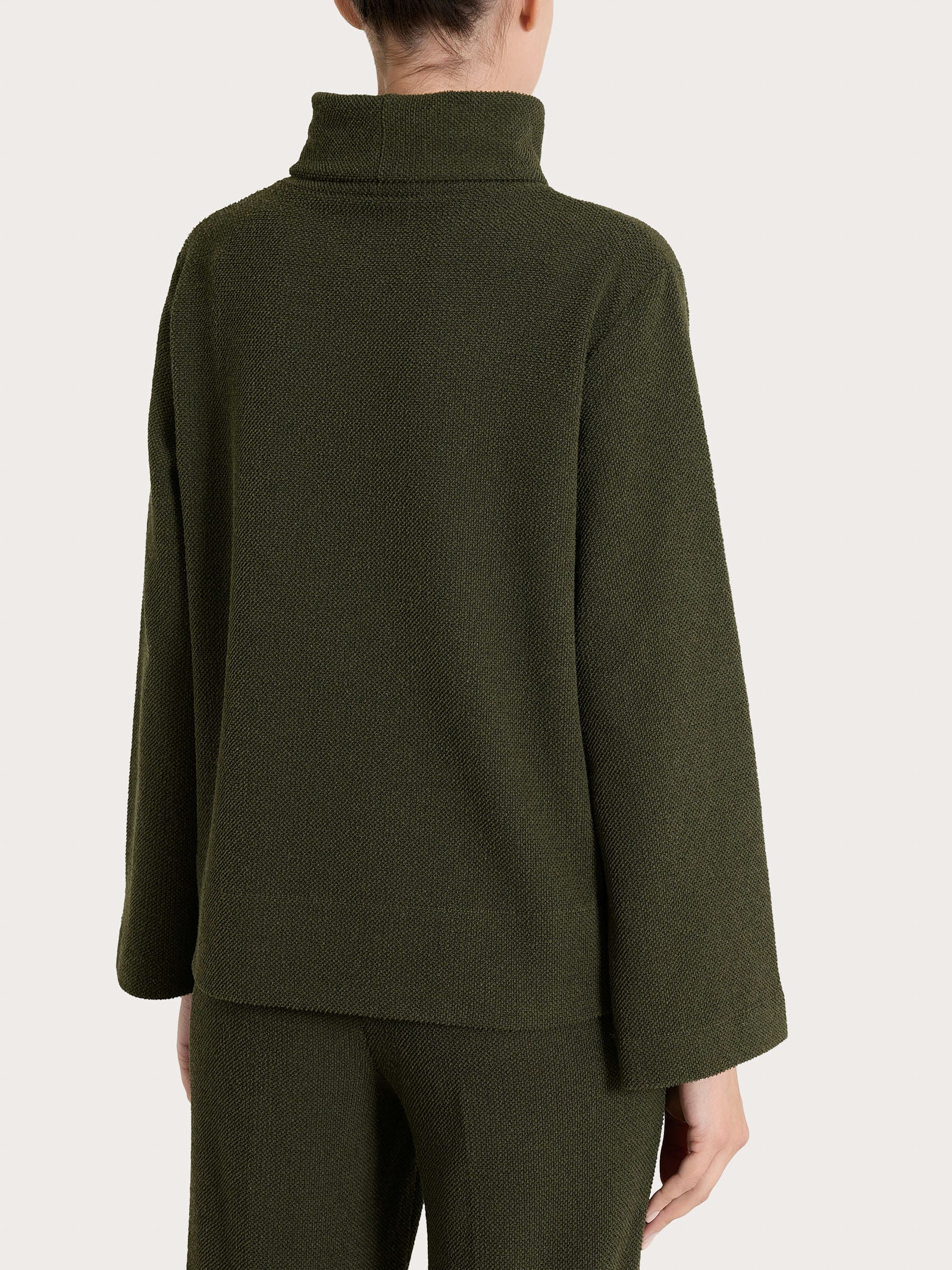Felpa con collo a ciambella in Japanese Fleece  Verdi Donna - Ragno