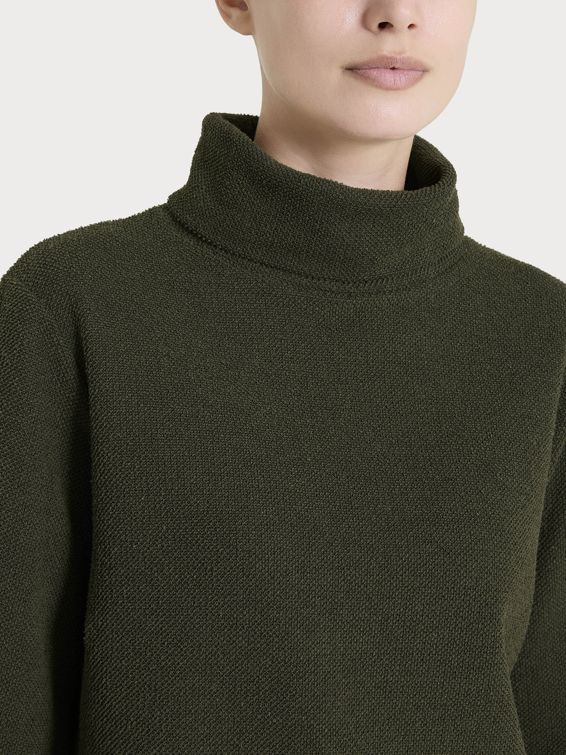 Felpa con collo a ciambella in Japanese Fleece  Verdi Donna - Ragno