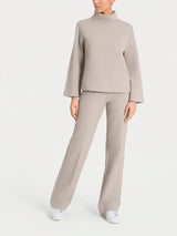 Felpa con collo a ciambella in Japanese Fleece  Grigi Donna - Ragno