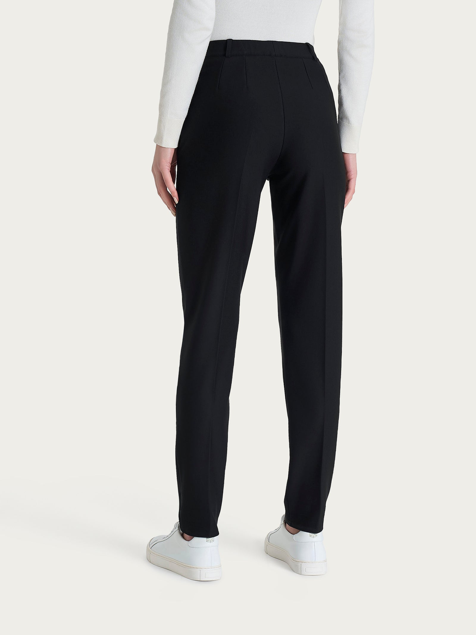 Pantalone chino slim con tasche e risvolto in Compact Neri Donna - Ragno