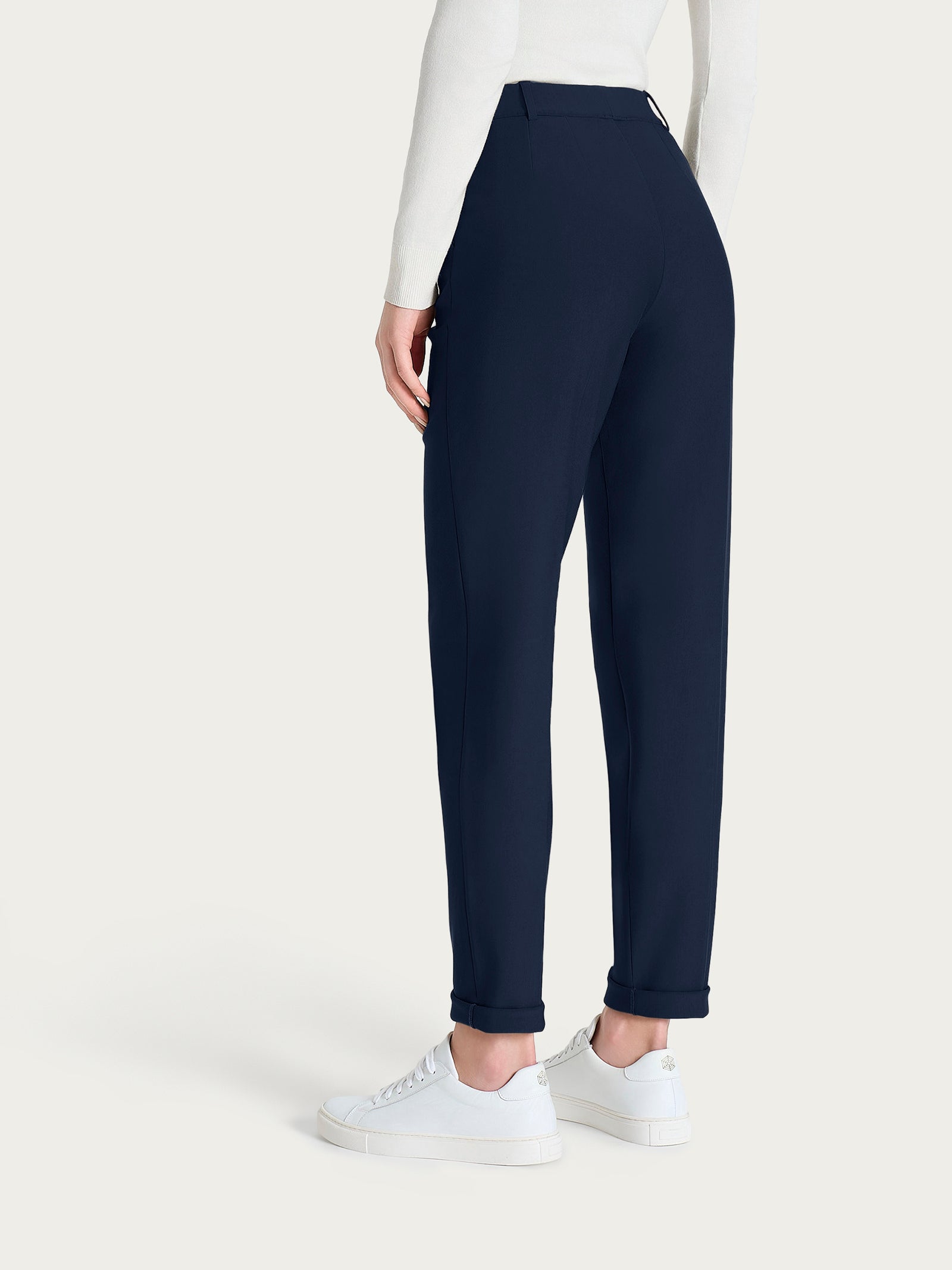 Pantalone chino slim con tasche e risvolto in Compact Blu Donna - Ragno