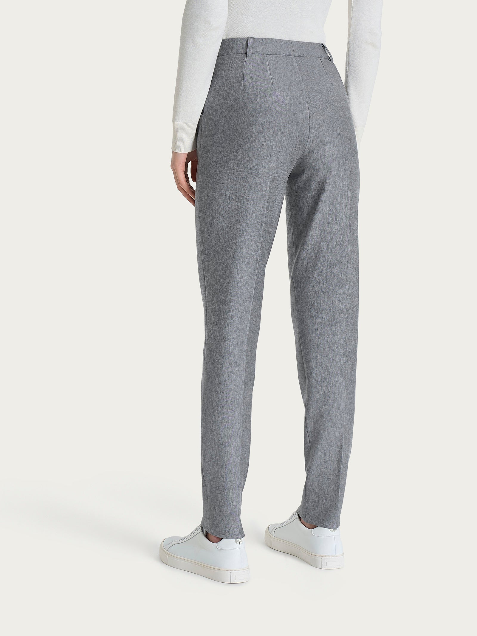Pantalone chino slim con tasche e risvolto in Compact Neri Donna - Ragno