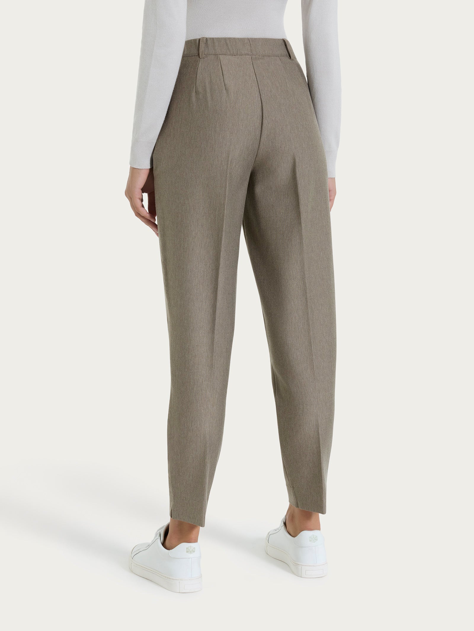 Pantalone chino slim con tasche e risvolto in Compact Grigi Donna - Ragno