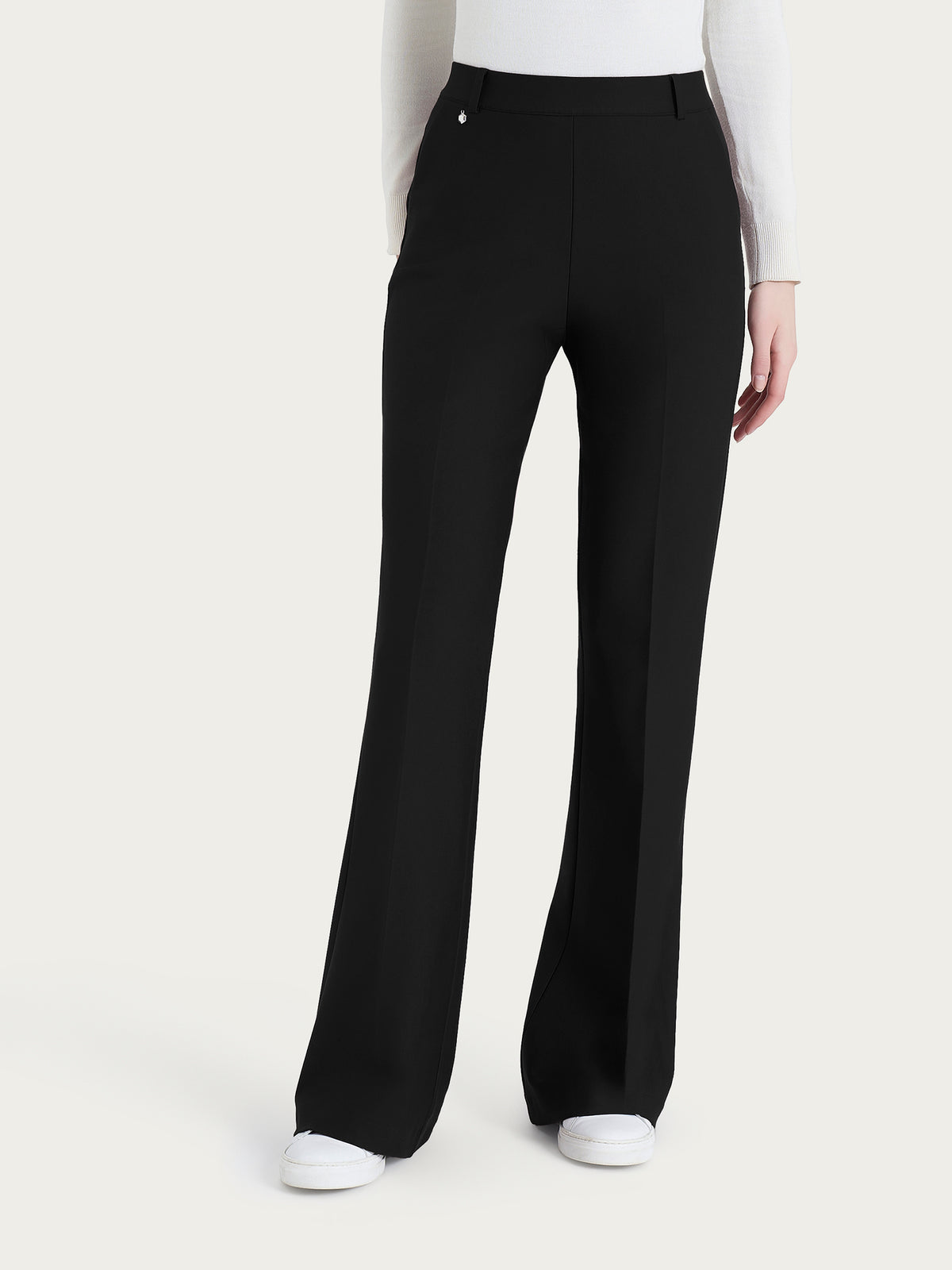 Pantalones largos acampanados con bolsillos en Compact Negro para mujer - Ragno