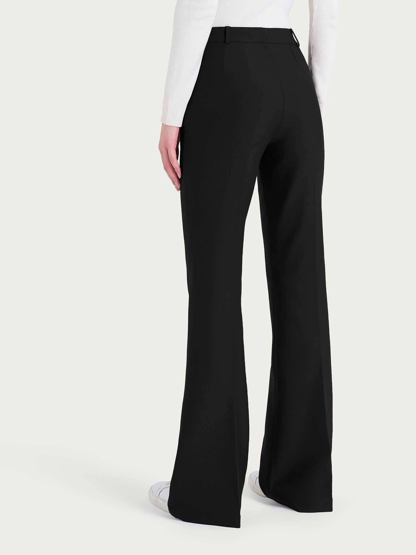 Pantalone flare lungo con tasche in Compact Neri Donna - Ragno