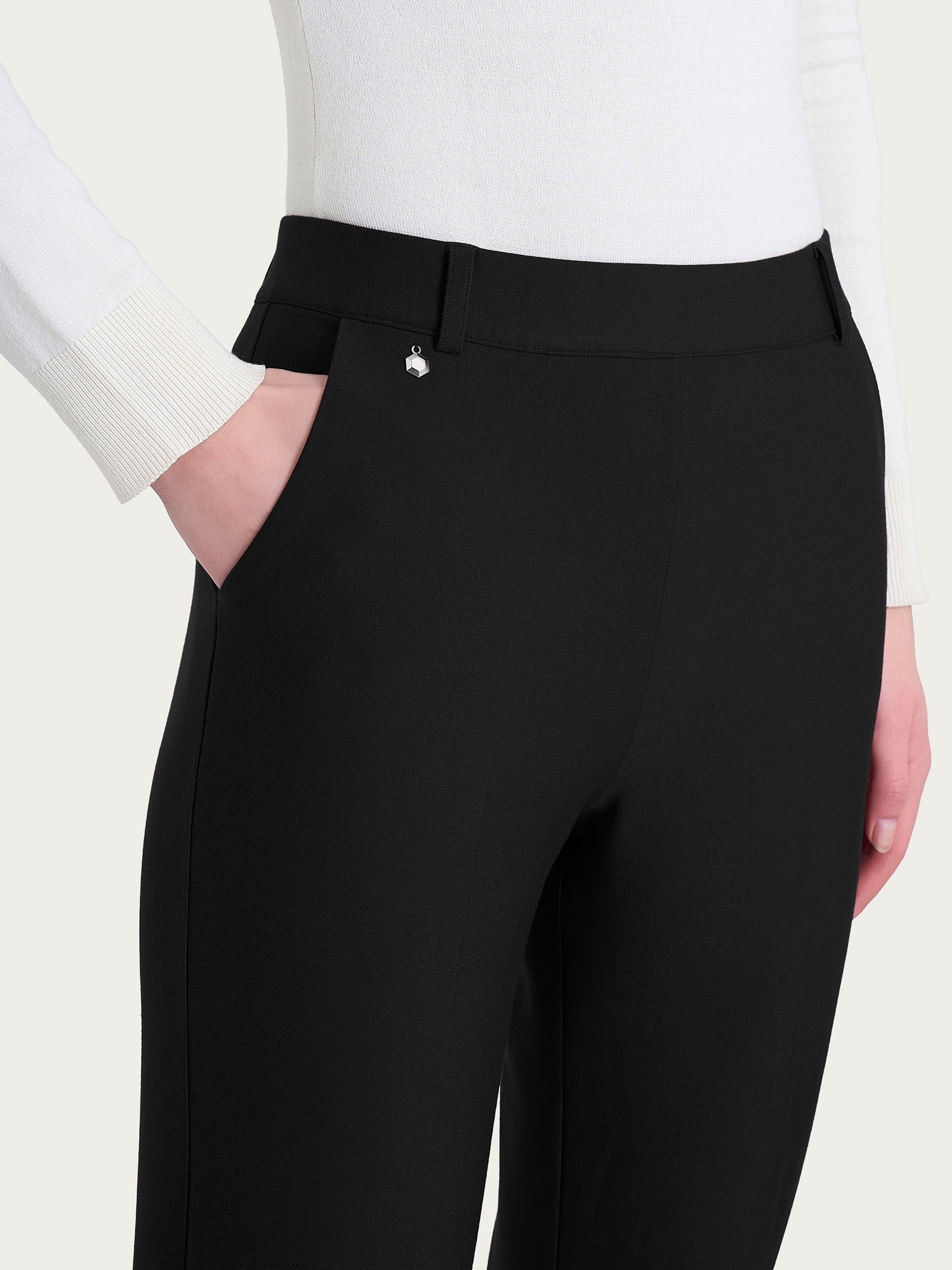 Pantalone flare lungo con tasche in Compact Neri Donna - Ragno