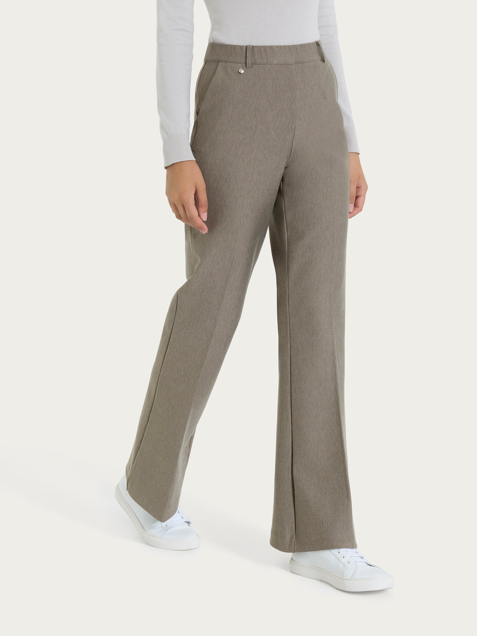 Pantalone flare lungo con tasche in Compact Grigi Donna - Ragno