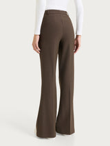 Women's Long Flared Pants with Pockets in Brown Compact - Ragno