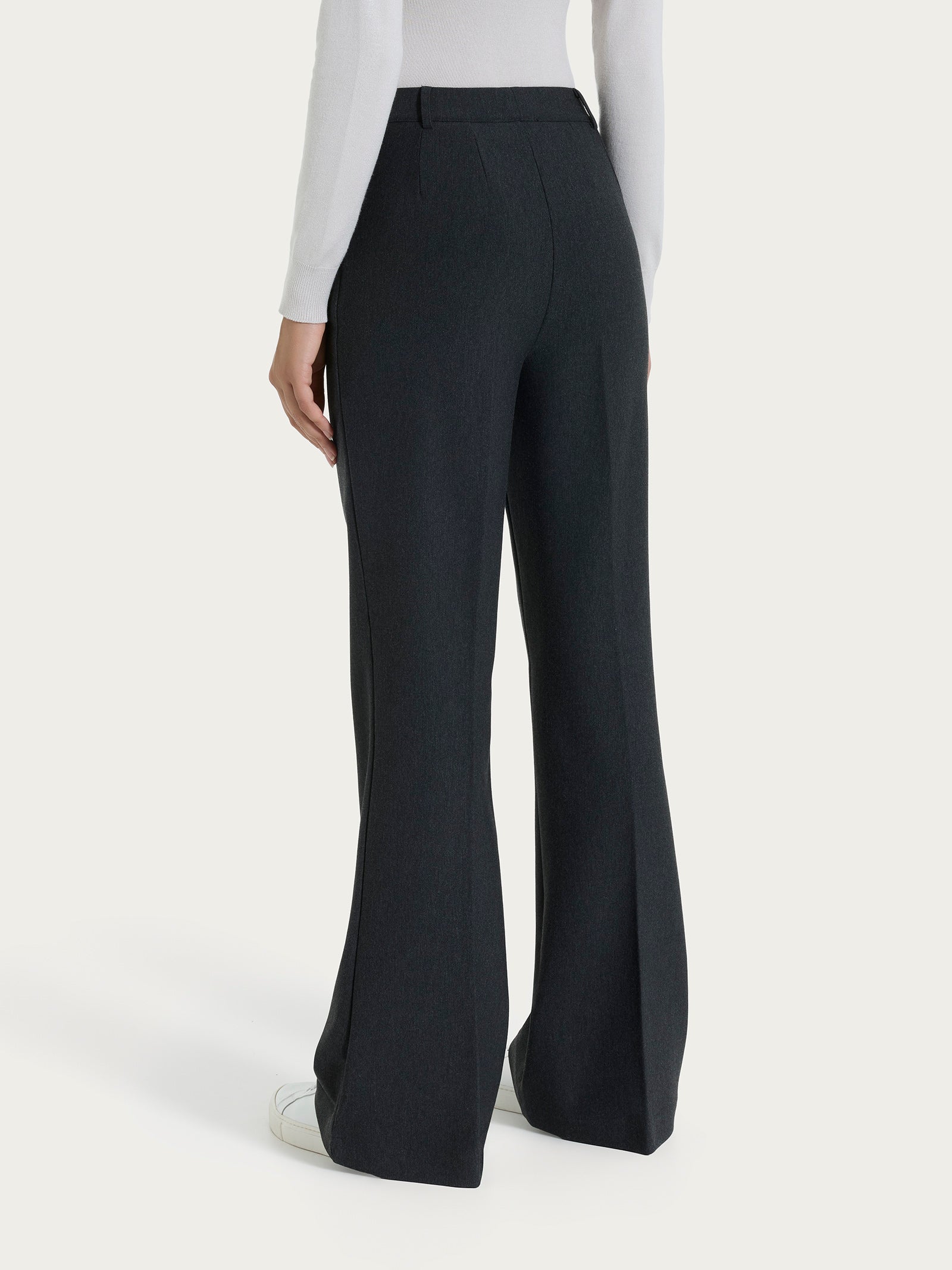 Pantalone flare lungo con tasche in Compact Neri Donna - Ragno