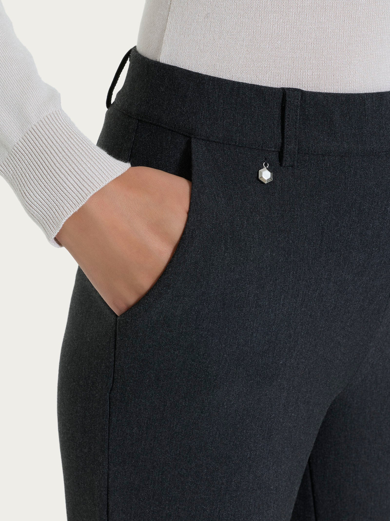 Pantalone flare lungo con tasche in Compact Neri Donna - Ragno
