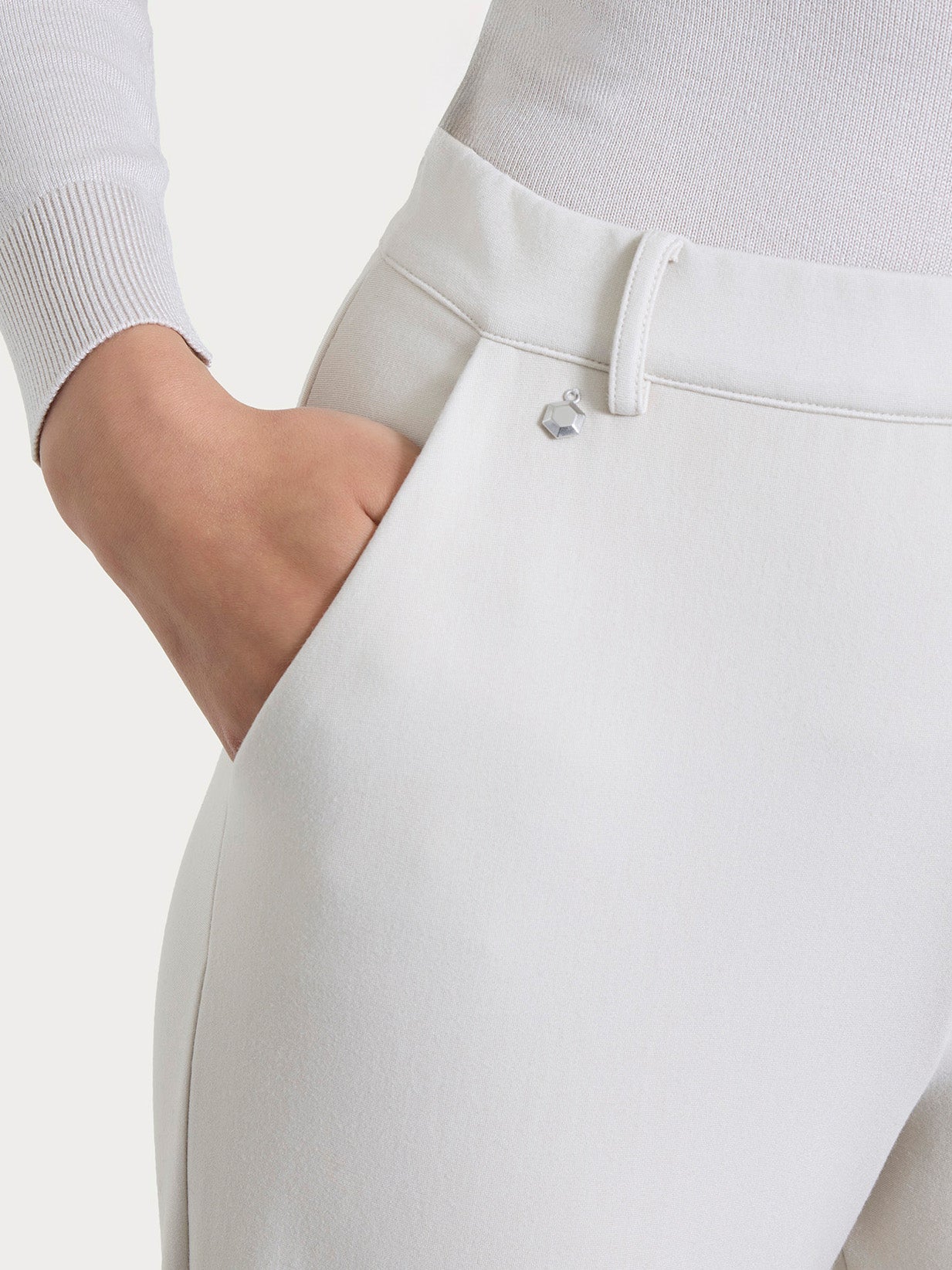Pantalone flare lungo con tasche in Compact Bianchi Donna - Ragno