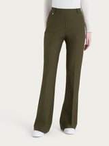Pantalone flare lungo con tasche in Compact Verdi Donna - Ragno