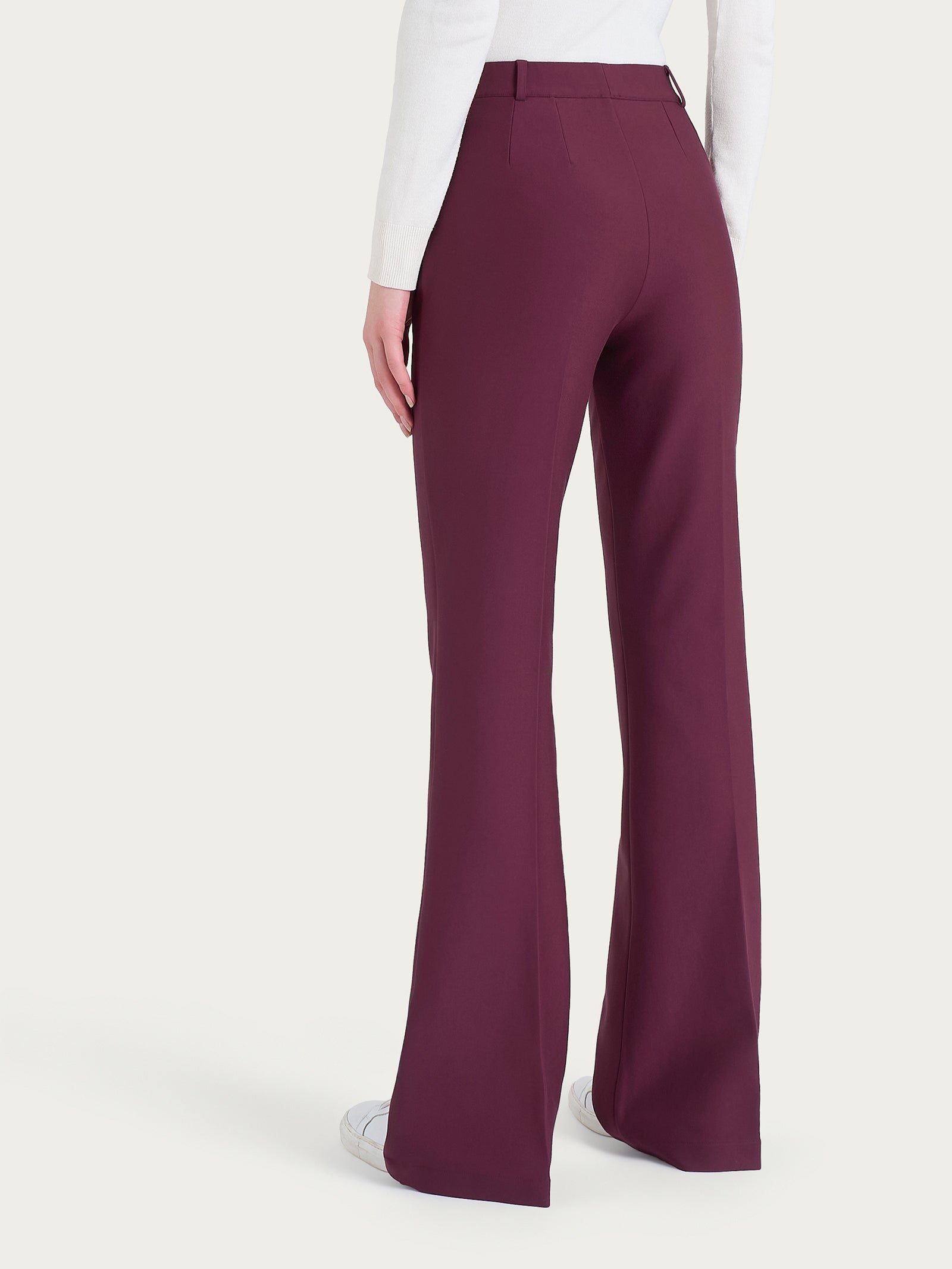 Pantalone flare lungo con tasche in Compact Viola Donna - Ragno