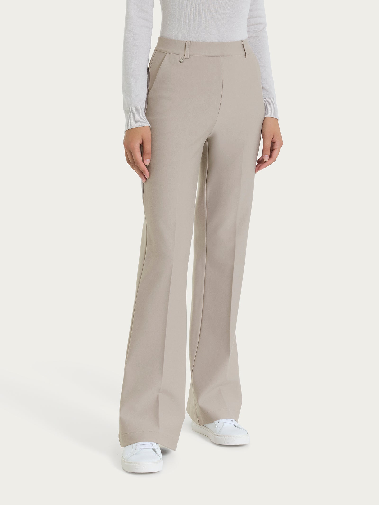 Pantalone flare lungo con tasche in Compact Grigi Donna - Ragno