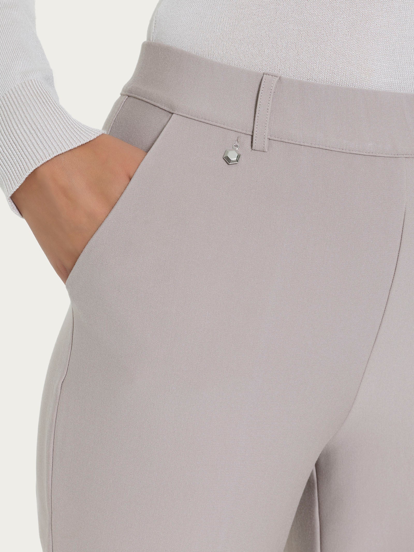 Pantalone flare lungo con tasche in Compact Grigi Donna - Ragno