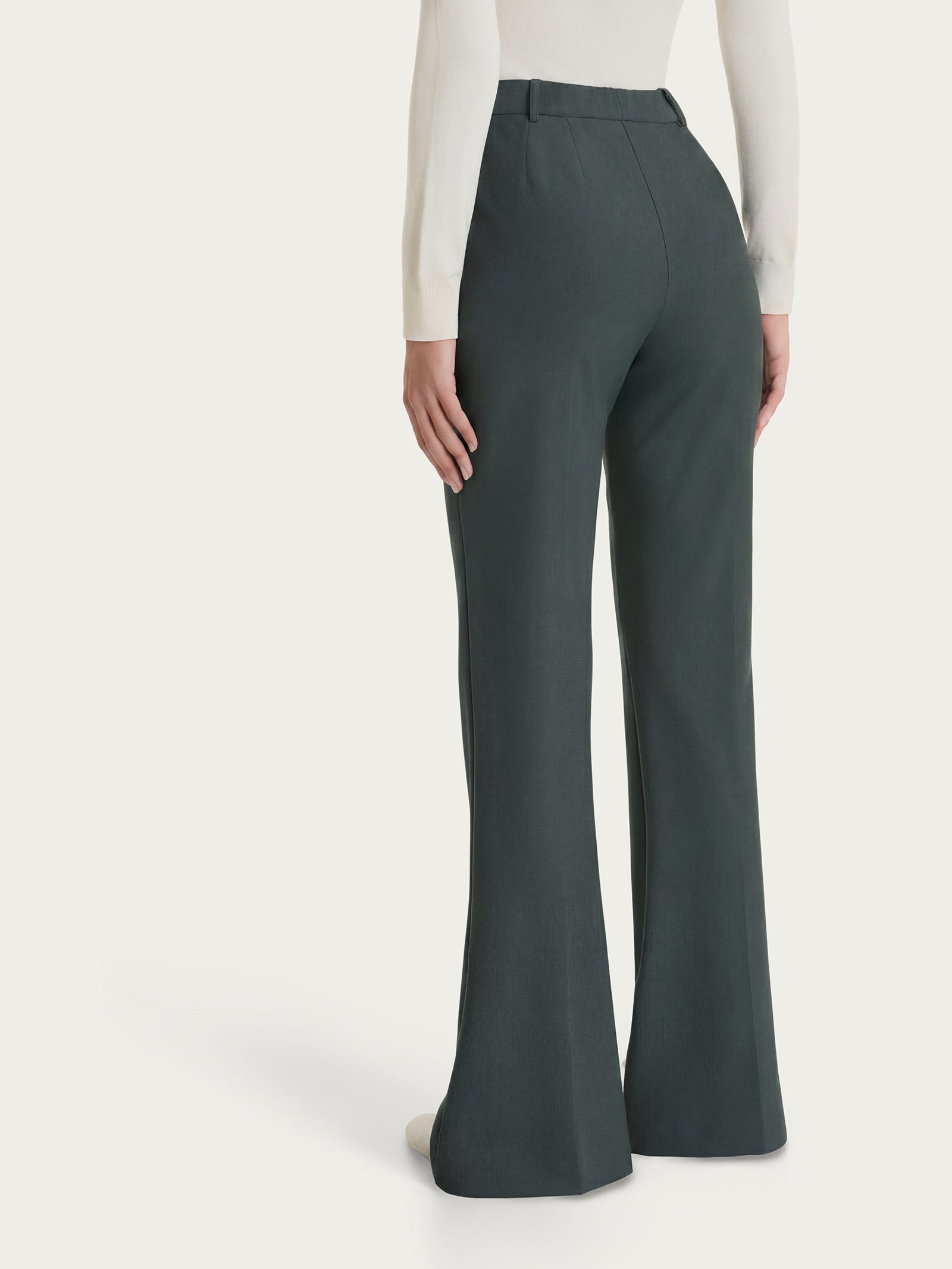 Pantalone flare lungo con tasche in Compact Grigi Donna - Ragno
