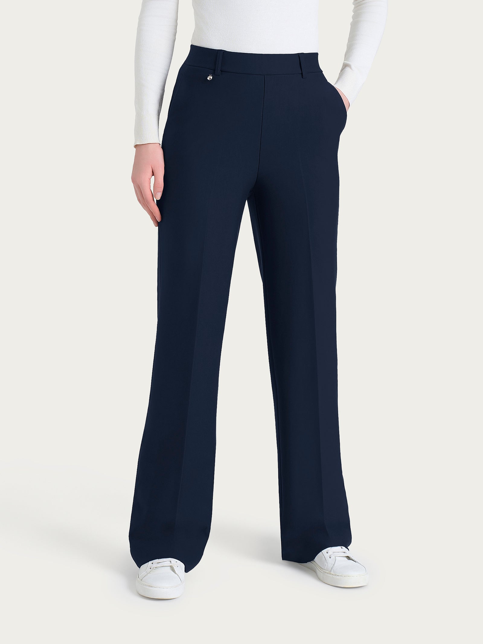 Pantalone ampio con tasche in Compact Blu Donna - Ragno