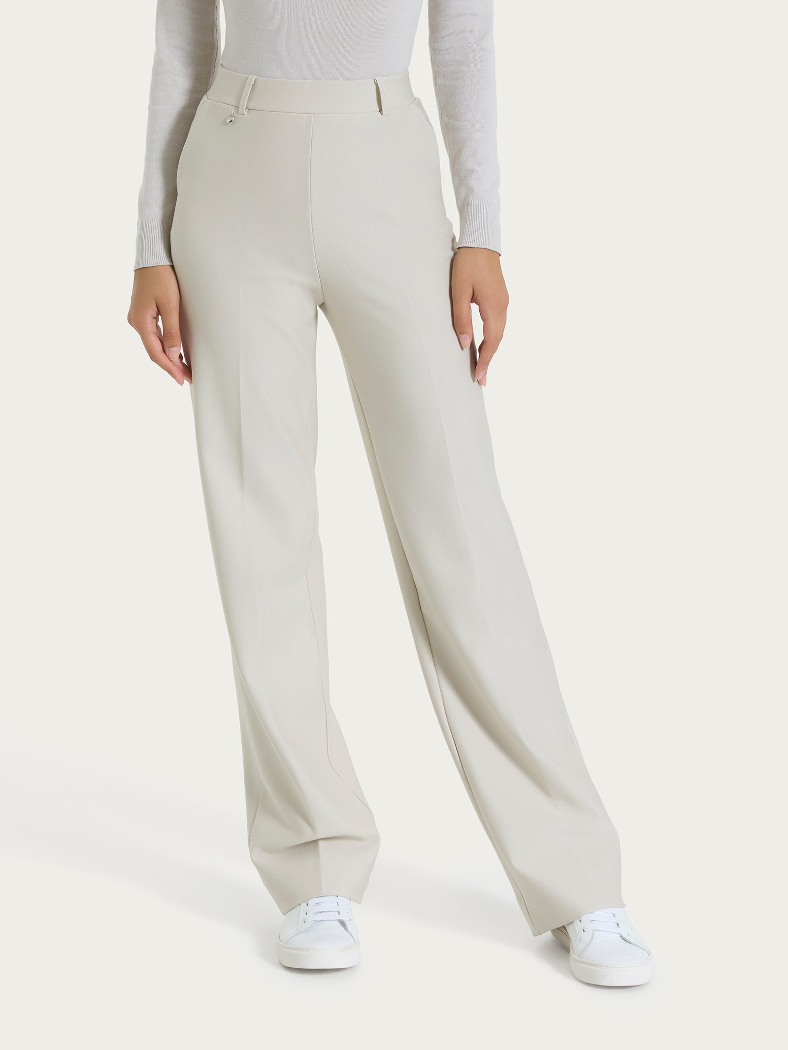 Pantalone ampio con tasche in Compact Bianchi Donna - Ragno