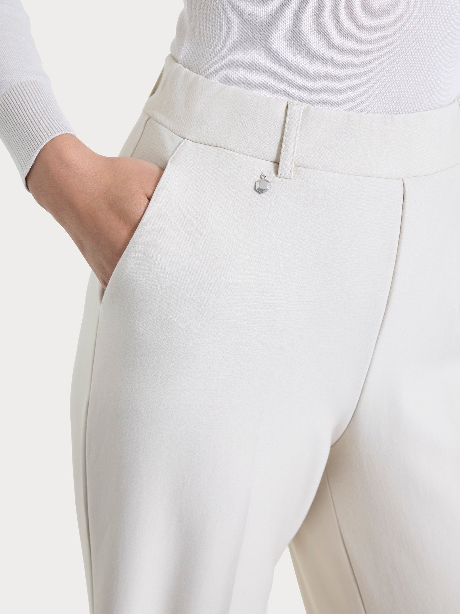 Pantalone ampio con tasche in Compact Bianchi Donna - Ragno