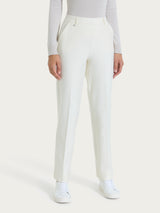 Pantalone ampio con tasche e risvolto in Compact Bianchi Donna - Ragno