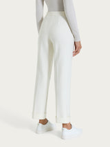 Pantalone ampio con tasche e risvolto in Compact Bianchi Donna - Ragno