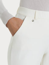 Pantalone ampio con tasche e risvolto in Compact Bianchi Donna - Ragno