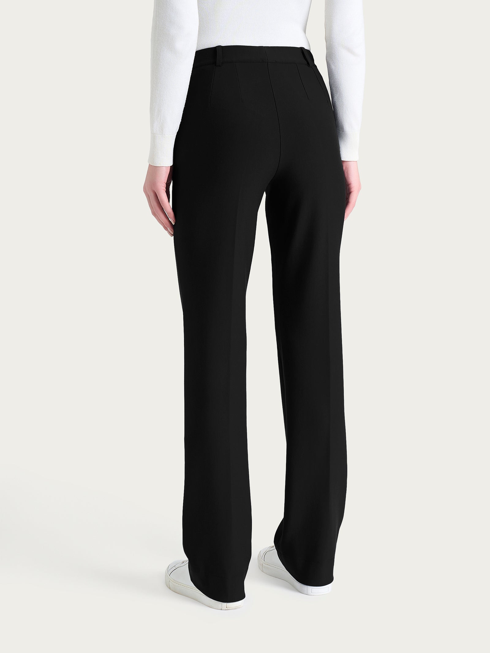 Pantalone ampio con tasche e risvolto in Compact Neri Donna - Ragno