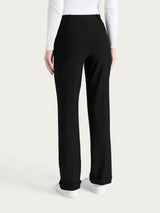 Pantalone ampio con tasche e risvolto in Compact Neri Donna - Ragno