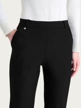 Pantalone ampio con tasche e risvolto in Compact Neri Donna - Ragno