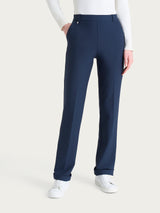 Pantalone ampio con tasche e risvolto in Compact Blu Donna - Ragno