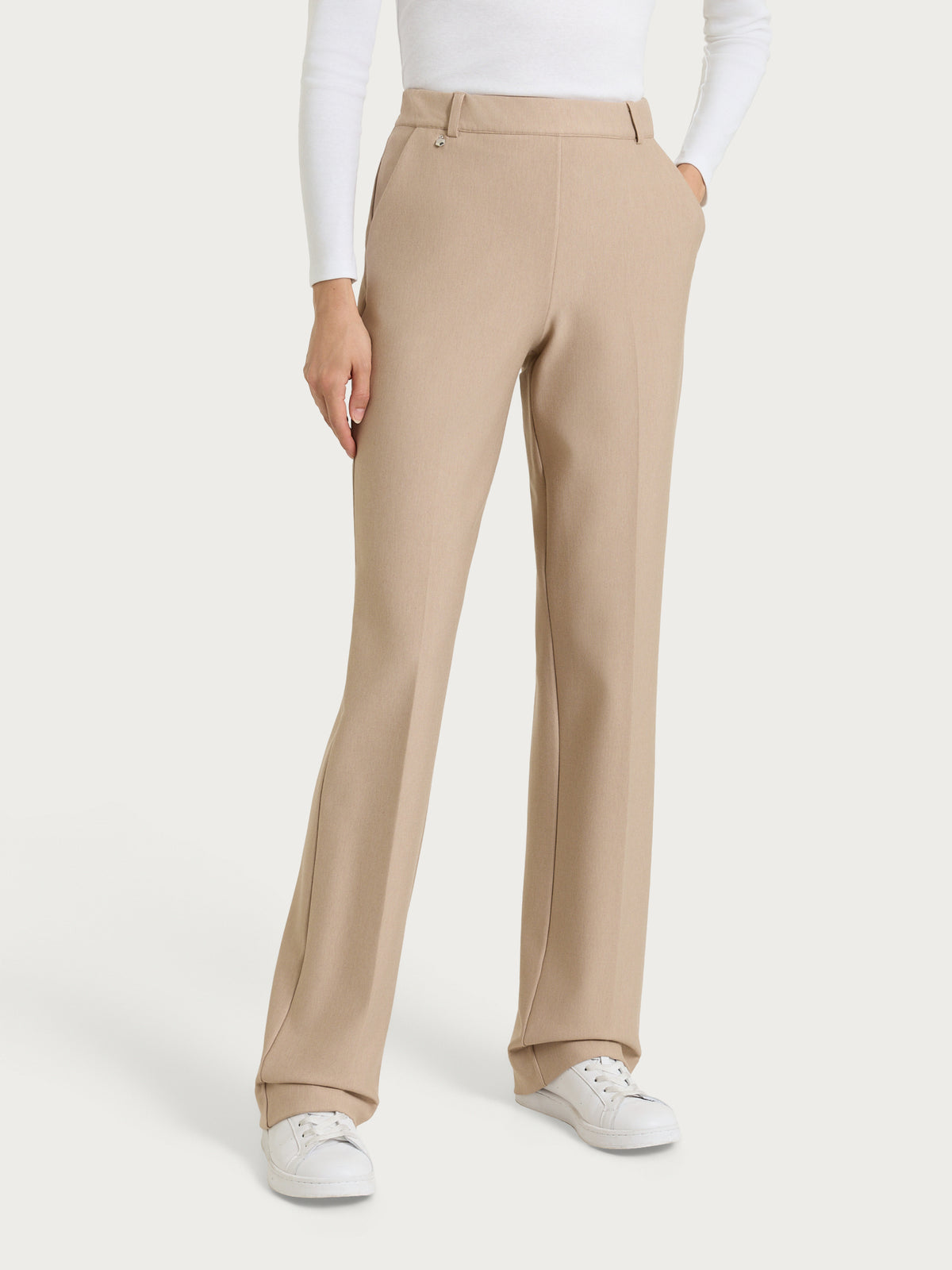 Pantalone ampio con tasche e risvolto in Compact Grigi Donna - Ragno