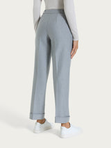 Pantalone ampio con tasche e risvolto in Compact Neri Donna - Ragno