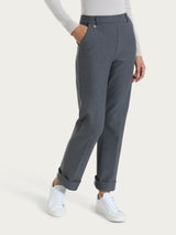 Pantalone ampio con tasche e risvolto in Compact Neri Donna - Ragno
