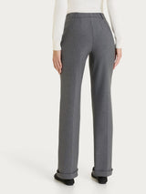 Pantalone ampio con tasche e risvolto in Compact Neri Donna - Ragno