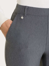 Pantalone ampio con tasche e risvolto in Compact Neri Donna - Ragno