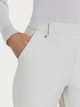 Pantalone ampio con tasche e risvolto in Compact Bianchi Donna - Ragno