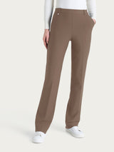 Pantalone ampio con tasche e risvolto in Compact Marroni Donna - Ragno