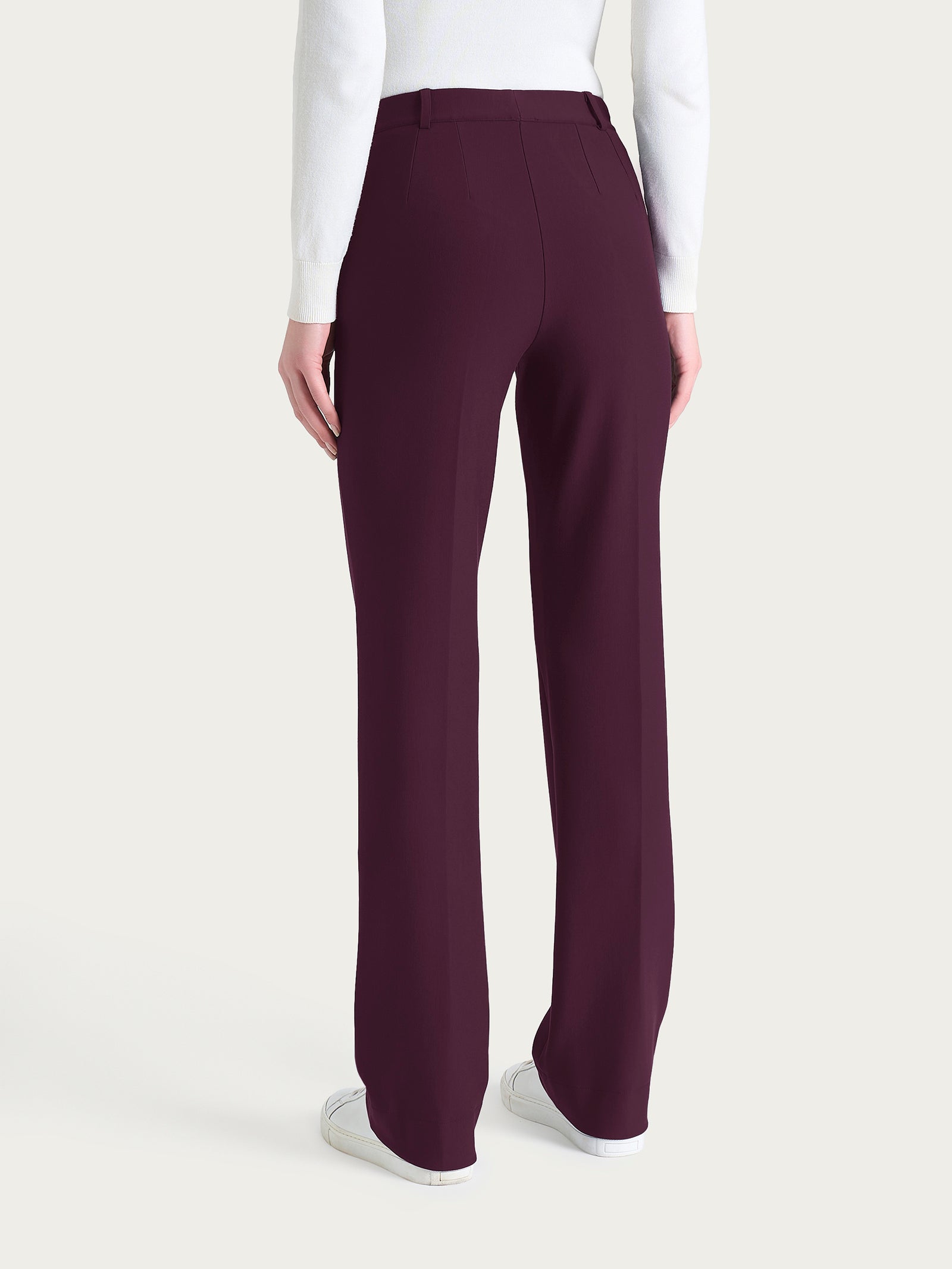 Pantalone ampio con tasche e risvolto in Compact Viola Donna - Ragno